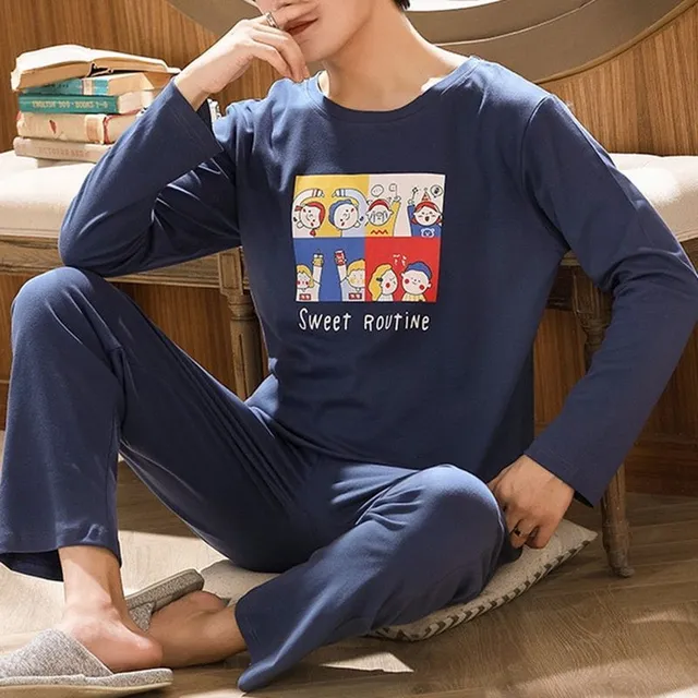 Pyjama en coton pour homme avec imprimés