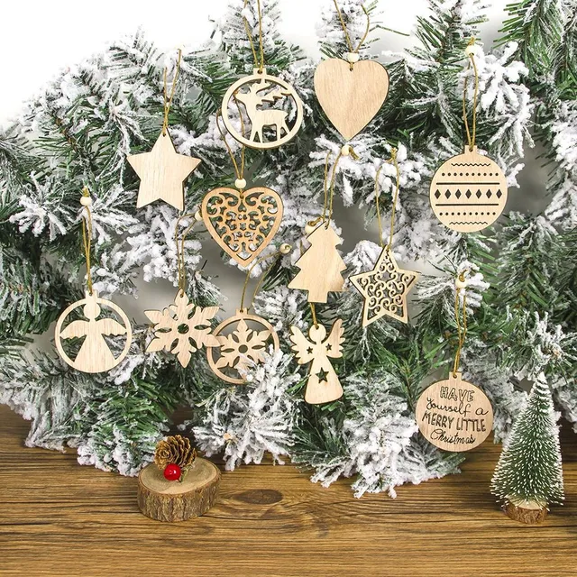 Wooden Christmas Ornaments 12 pcs