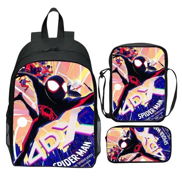 Set of school backpack for children with motifs of the popular Spiderman: Cross parallel worlds