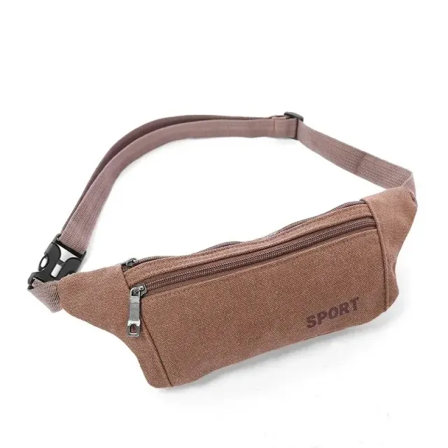 Unisex sports jogging fanny pack for mobile phone and coins from durable canvas for outdoor activities