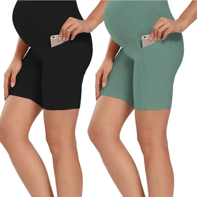 Shorts deportivos para mujeres embarazadas con bolsillo