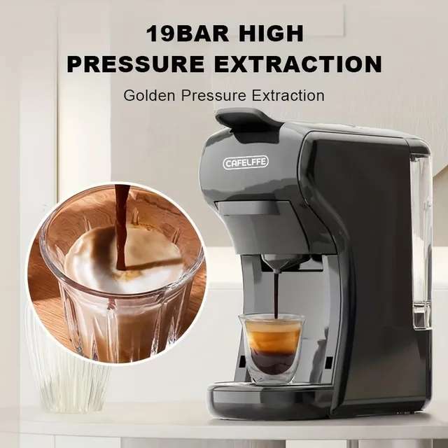 1ks Kapslový kávovar 19barový Espressovač na kapsle Nespresso, Dolce Gusto a mletou kávu