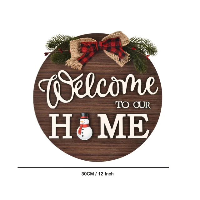 Village welcome signs with 4 seasonal wreaths