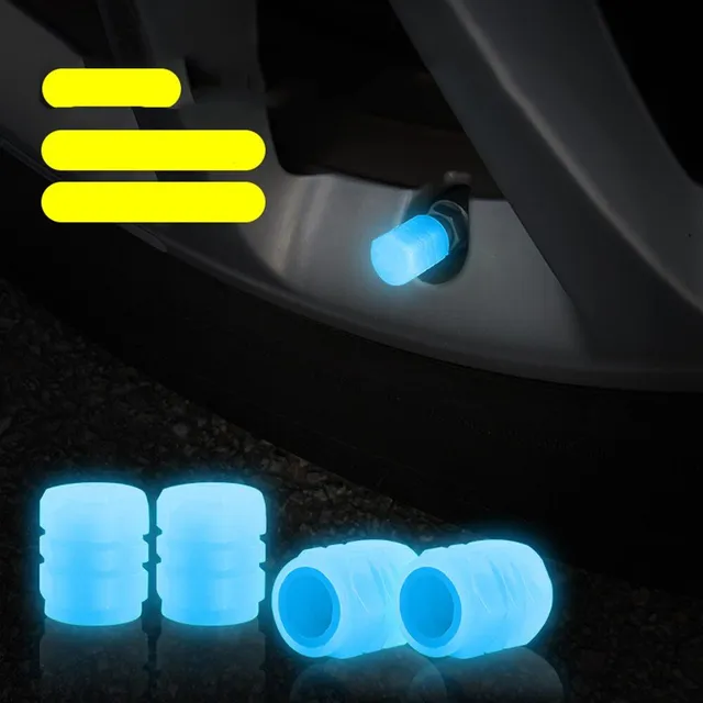 4Pcs Fluorescenčné ventilové čiapky na ventily automobilových pneumatík Svetelný kryt pneumatík Kryt automobilových kolies ABS čiapky na pneumatiky pre automobilové bicykle Motocykel