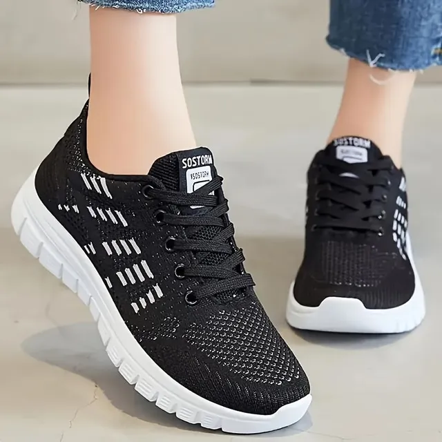 Women's colored sneakers on the platform, comfortable and breathable