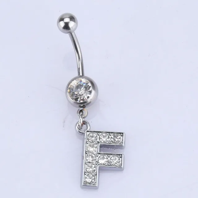 Stylish metal navel piercing with letter