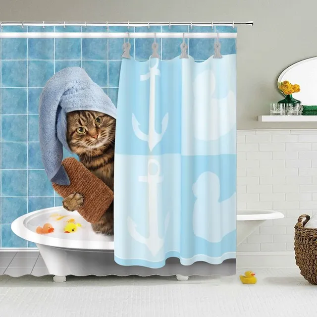 Vtipný záves do sprchovacieho kúta