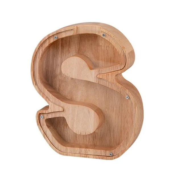 Luxusní dřevěná pokladnička ve tvaru písmene s prosklenou přední stranou