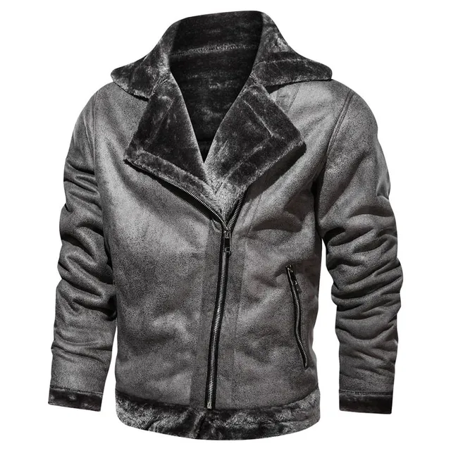 Men's leather jacket with fur Fly