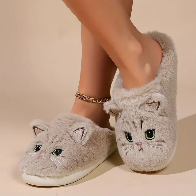 Chaussons en Peluche de Chat Adorables - Douillet Compagnon pour un Hiver Réconfortant