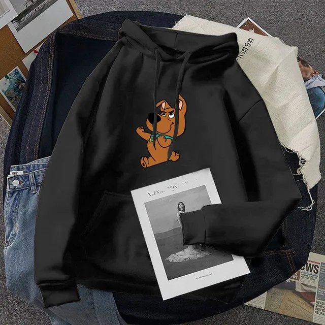 Women's oversized hoodie with hood, kangaroo pocket and Scooby Doo print