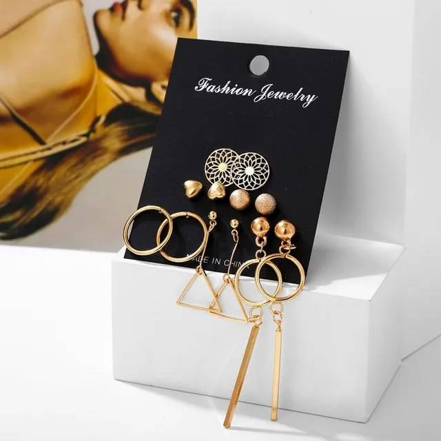 Luxury original set of modern trendy earrings in different shapes and sizes Newman