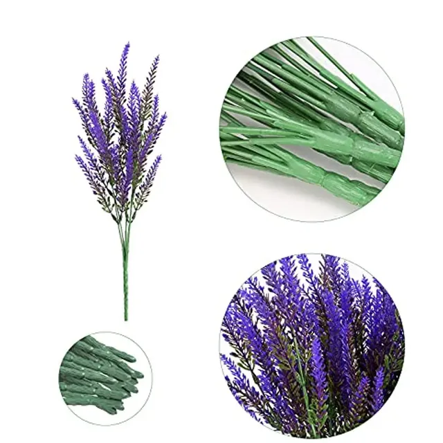 3 pcs Artificial lavender, velvet finish, plastic - wedding bouquet, home decoration, interior and exterior