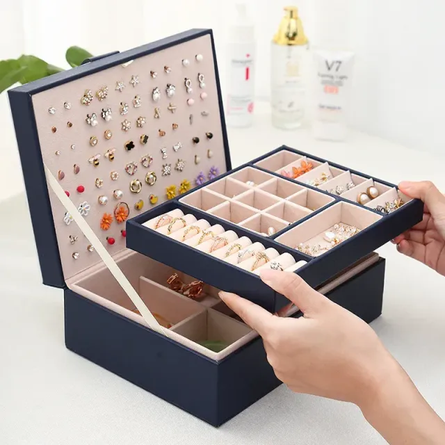 Luxusný šperk box - organizované šperky, oddelené platom na náušnice, viac variantov