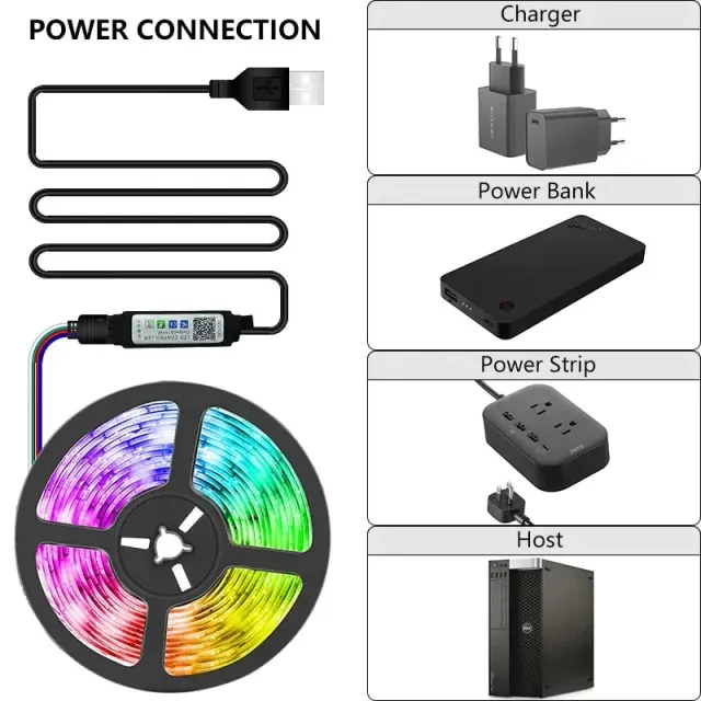 Taśma LED z adapterem Bluetooth WIFI