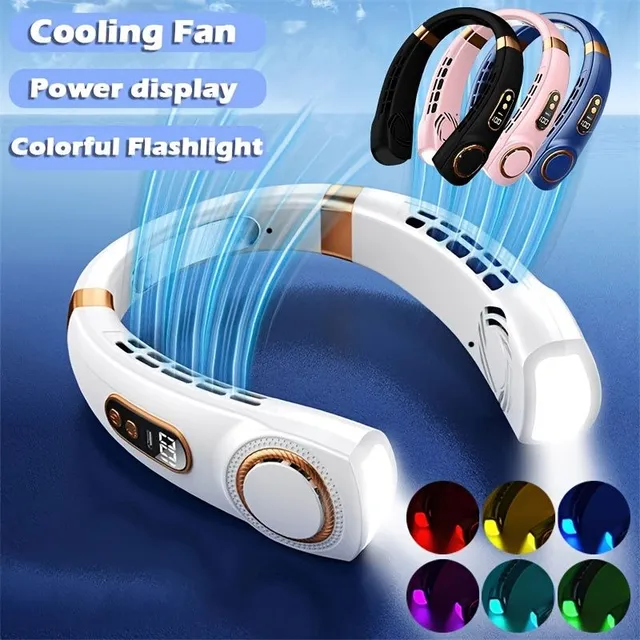 Portable neck cooling fan with digital display