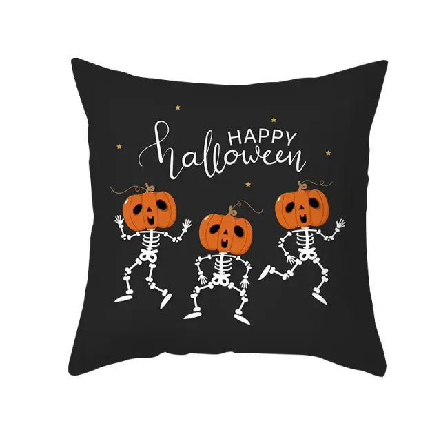 Őszi párnahuzat Cukros koponya mintával Halloweenra és Halottak napjára