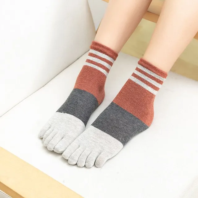 Women's long toe socks - striped