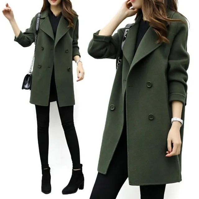 Women's elegant coat Alexis armygreen S