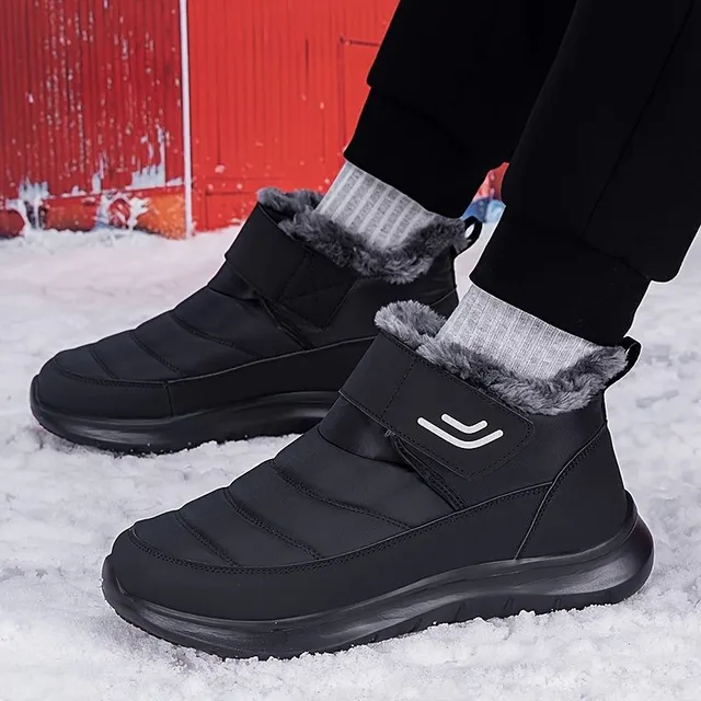 Warm and waterproof ankle boots with fleece and Velcro