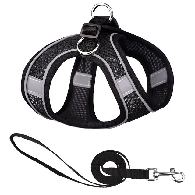 Reflective dog harness with leash - Adjustable vest, breathable collars for small and large dogs.