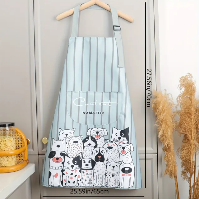 Happy kitchen apron with cartoon puppy - made of durable polyester