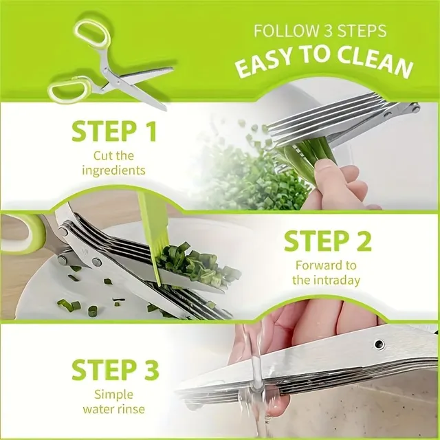 Multipurpose kitchen scissors made of 5-layer stainless steel for herbs, algae and vegetables - necessary helper in the kitchen