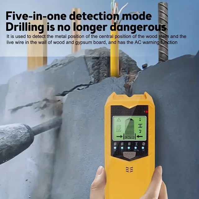 Clamp detector with intelligent microprocessor and HD LCD display, sensor search engine for center and edge of wooden beams, AC wires, metal columns, beams and tubes.