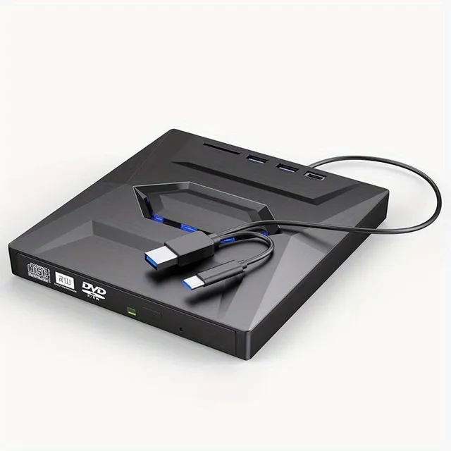 Thin external DVD drive 6v1 USB 3.0 for reading writing and playing disks - for laptops and computers