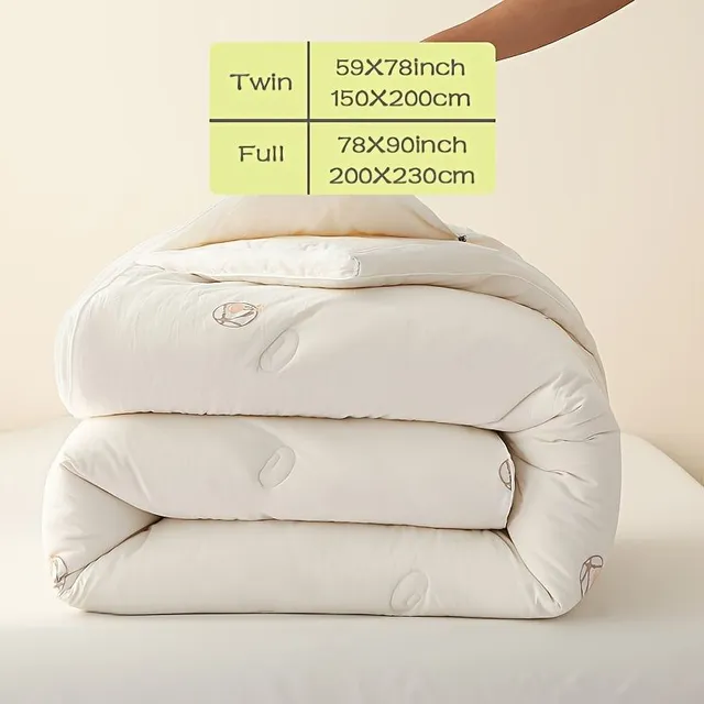 O Pătură Albă de Bumbac întreagă Anul, Umplutură Moale și Confortabilă din 55% Fibre de Soia, Pătură Caldă pentru Dormitor, Ușor de Spălat