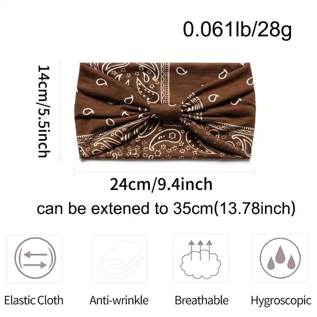 Women's boho headband with paisley pattern - stretchable and elegant for sport and common wearing