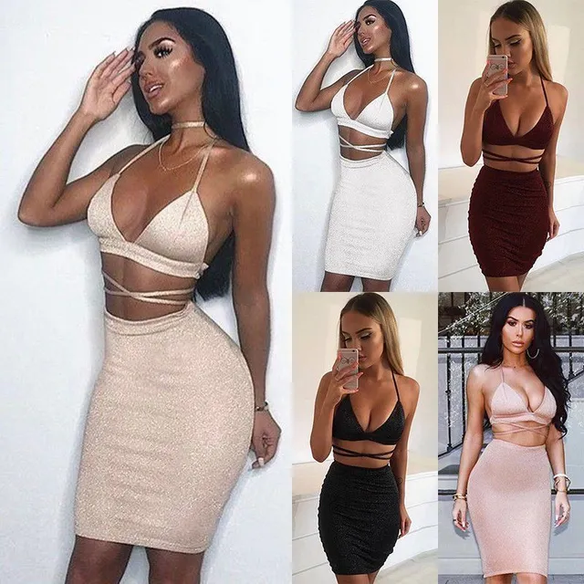 Ladies sexy set - crop top + skirt