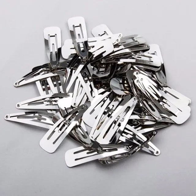 Silver hair clips - 50 pcs - 3 sizes