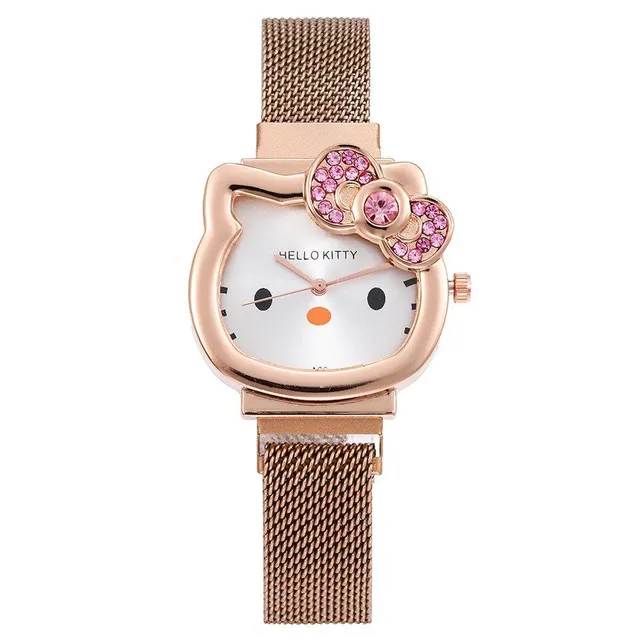 Klasické moderné trendové štýlové hodinky s motívom obľúbenej Hello Kitty Wardy