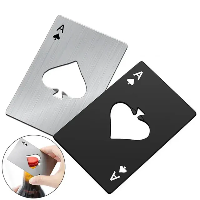 Stylish stainless steel bottle opener with poker card