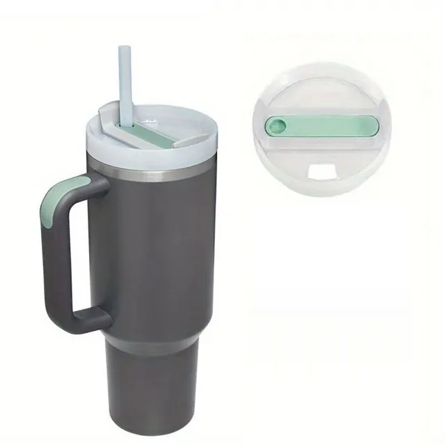 Stainless steel portable thermo mug with straw in different colours