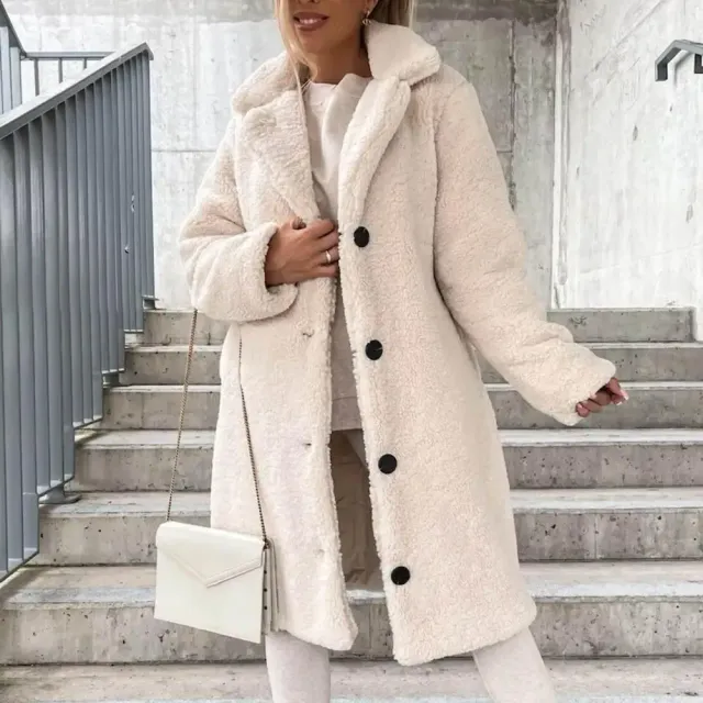 Trench en peluche pour femme - Automne-Hiver à manches longues