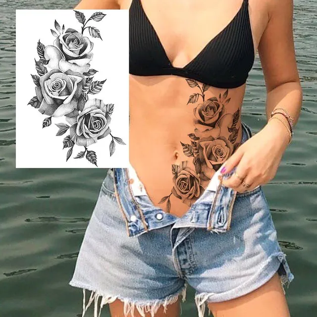 Tatuaj temporar sexy cu motive florale pentru femei