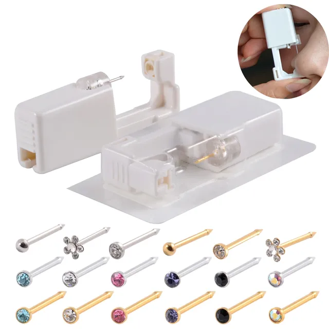 Disposable safe sterile nose piercing gun