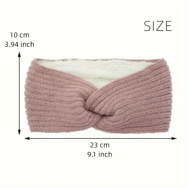 Fashion knitted headband with cross pattern - warm, soft, protects ears from cold