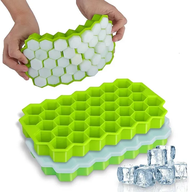 Silicone form for ice cubes with large capacity, lid and ice cream form