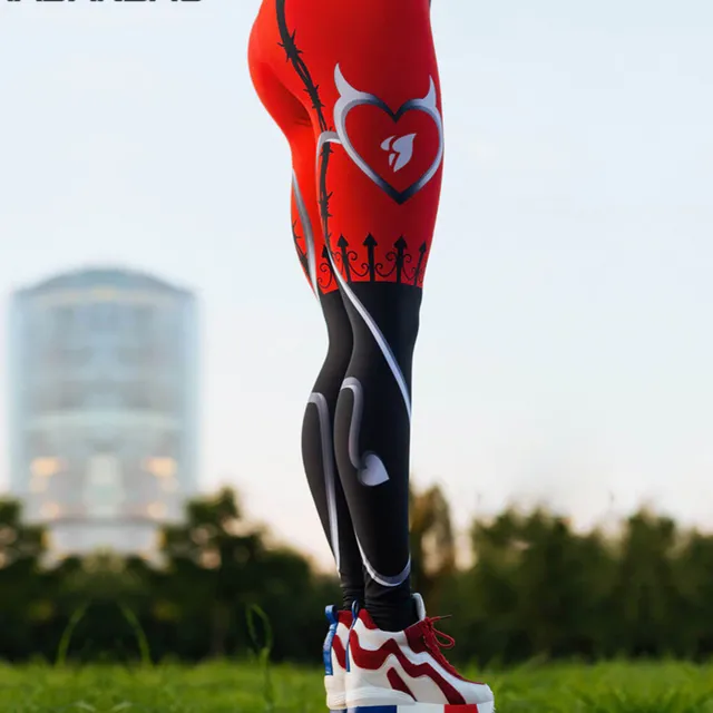 Zły oryginalny czerwony leggins z wysoką talią