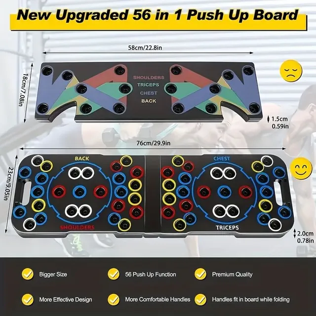 1ks 56 V 1 Board Push Up, 29,9 palcov / 75,95 Cm Prenosné a skladacie dosky Push Up s pohodlnou rukoväťou, Multifunkčné zariadenia pre napájanie školenia