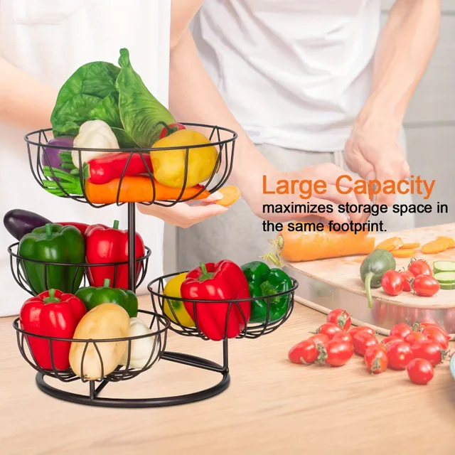 4 floor metal fruit basket for fruit and vegetables, freestanding organizer for kitchen line, decorative