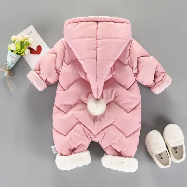 Detský zimný teplý bavlnený overal s kapucňou pre novorodencov
