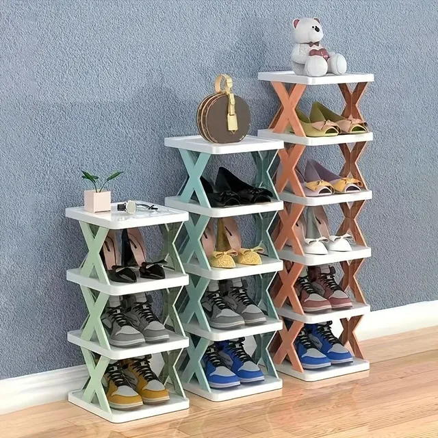 Folding plastic shoe with multiple floors, stackable and removable