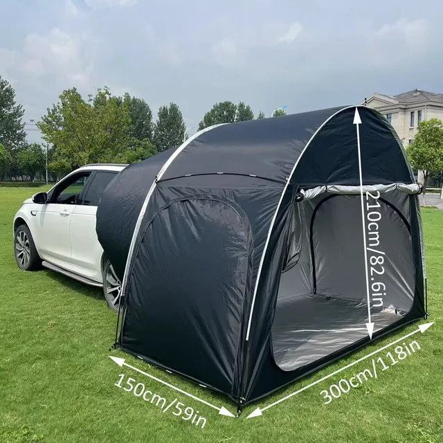 Self-adjusting awning for a camping car - waterproof, fast distribution