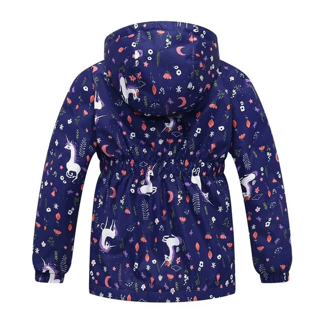 Girls spring floral fleece waterproof jacket