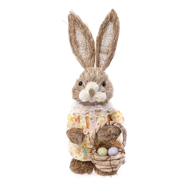 Umelý slama králik s mrkvou - domáce a záhradné dekorácie na Veľkú noc