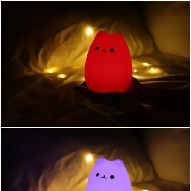 Mini słodki Popularna Lampa Nocna Kociak Touch Zmiana koloru Och